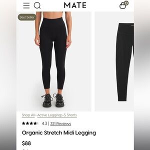 MATE the Label Organic Black midi length Leggings NEW WITH TAG